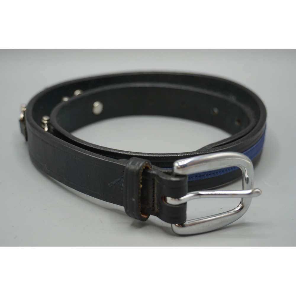 Tory Leather Snaffle Bit Belt Black English Bridle Blue Ribbon 30 USA 2310